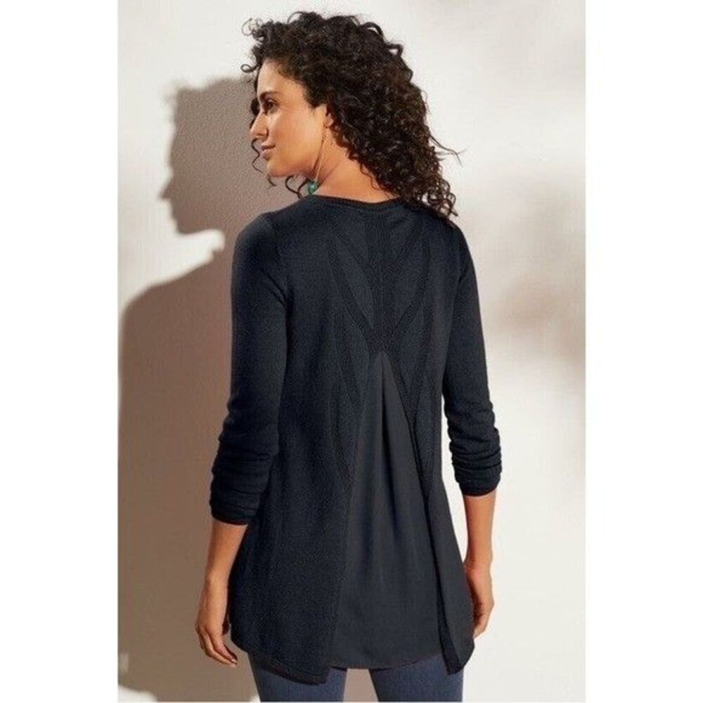 Soft Surroundings Sirena Wool Alpaca Mixed Media Tunic Sweater Womens 1X Black